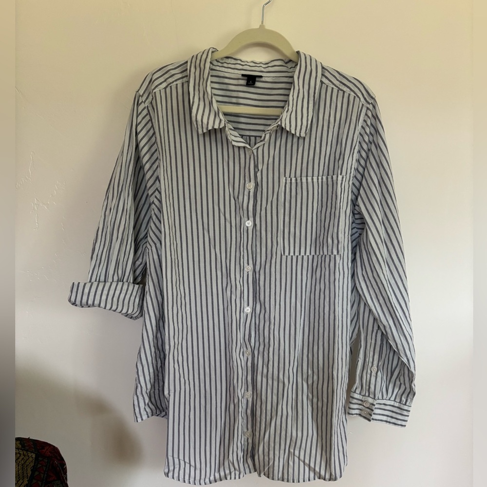 Torrid Navy and White Striped Shirt | A9